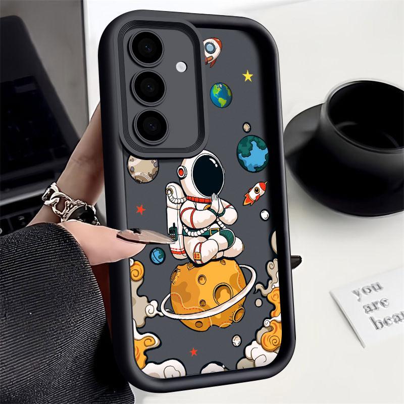 Spaceman Phone Case For Samsung S26 S25 S24 S23 S21 S20 Ultra Cute Astronaut Planet Funda For Galaxy S25 S24 FE S26 Plus Cover