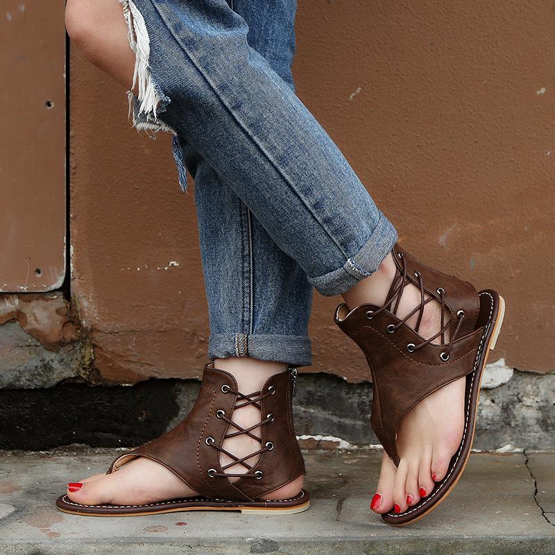 In Stock Summer 2021 New Arrivals Herringbone Sandals European & American Plus Size Flats
