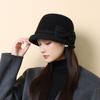 Autumn and Winter Hat Women's Wool, Bow Bucket Hat Retro Top Hat Thickened Thermal Basin Hat