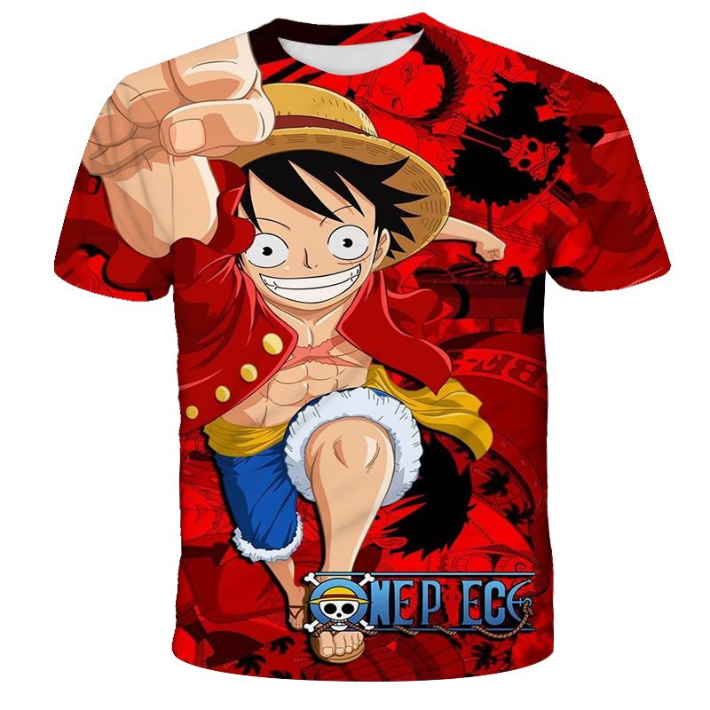 Anime One Piece Boy T-shirt Cosplay Luffy Men Cartoon Short-sleeved Cool Top Boy Loose Mens Clothing Casual T-shirt
