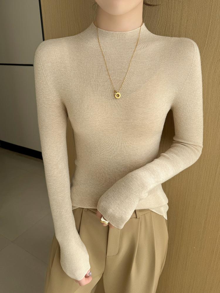 Women's Slim Fit Long Sleeve Wool Knit Sweater - Spring/Summer Arrival