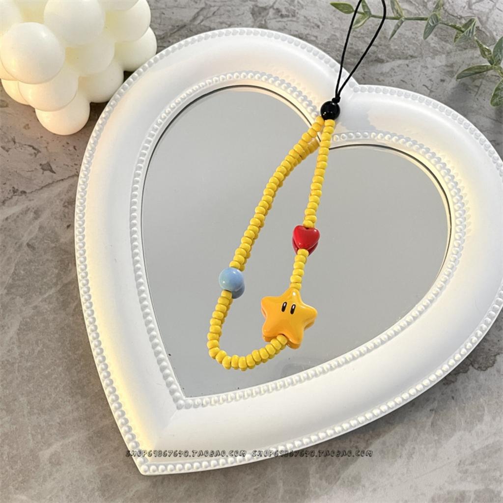 Y2K Cute Star Beads Rope Phone Chain Lanyard Charm Strap Wrist Beaded Hanging Cord Bracelet Keychain for Camera Sweet Girl Woman