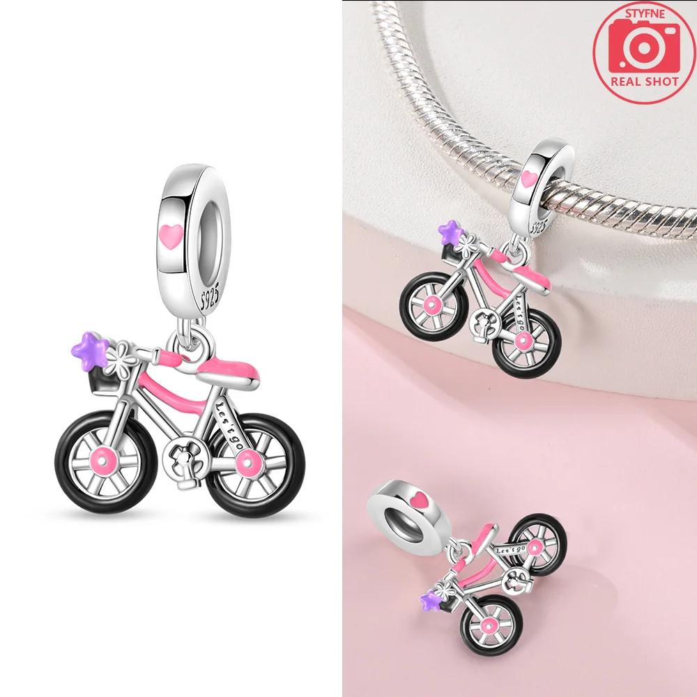 Cute Charms Copper Pink Series Cute Elf Robot Luggage Air Balloon Beaded Pendant Fit Original Bracelet Fine Diy Jewelry