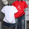 Casual cartoon new summer round neck short-sleeved women's T-shirt top loose couple student k874 #