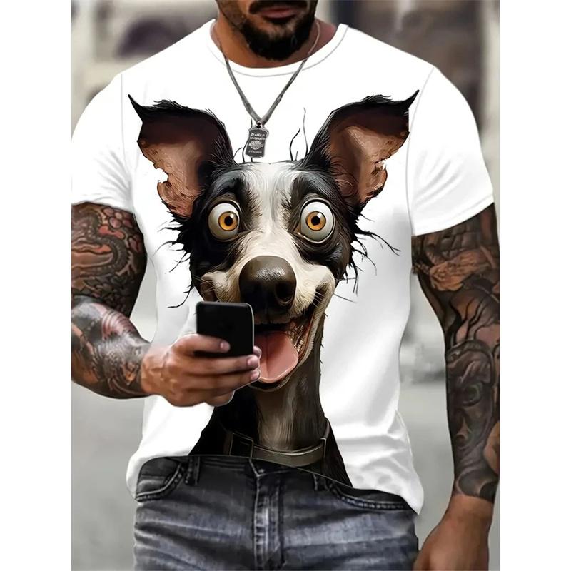 

Футболка с летним рисунком кошки, мужская футболка с коротким рукавом и 3D-принтом с изображением животных, уличная повседневная одежда в стиле оверсайз, модные футболки с круглым вырезом 5XL