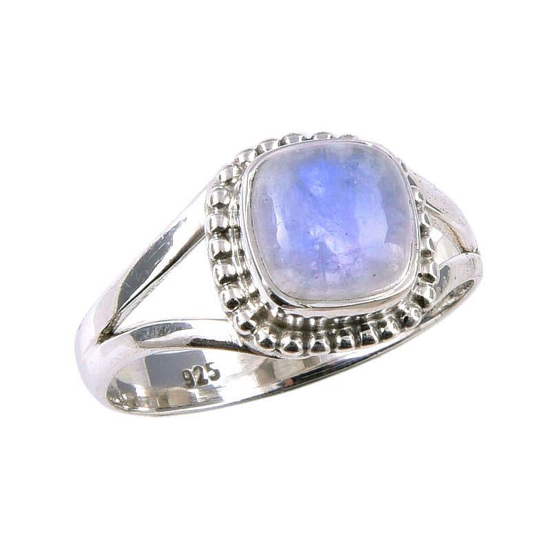 Natural Rainbow Moonstone Gemstone 925 Solid Sterling Silver Ring Size 6 z6I35