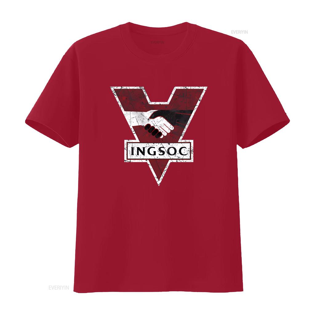 1984 George Orwell INGSOC T shirt vintage Washed designer clothes Soft streetwear Top For Everyday Wear graphic Versatile homme