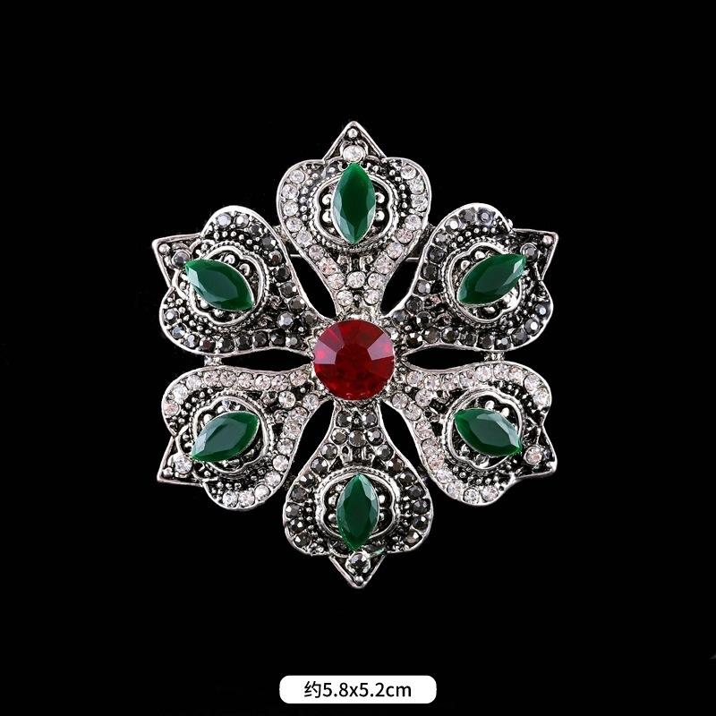 Fulok Court Brooch Femininity Metal Crystal Badge Pin Suit Coat Accessories