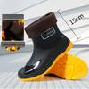 Short-tube Rain Boots, Low-tube Fashion Waterproof Work Non-slip Shoes, Rain Boots, Kitchen Women's Warm Rubber Shoes, Men's Models