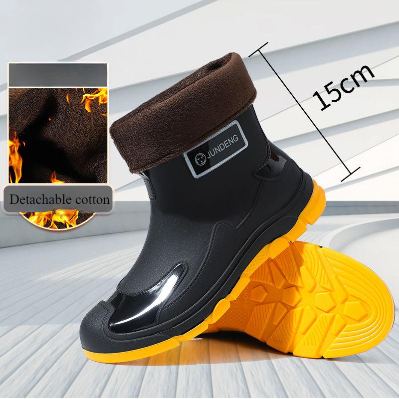 Short-tube Rain Boots, Low-tube Fashion Waterproof Work Non-slip Shoes, Rain Boots, Kitchen Women's Warm Rubber Shoes, Men's Models