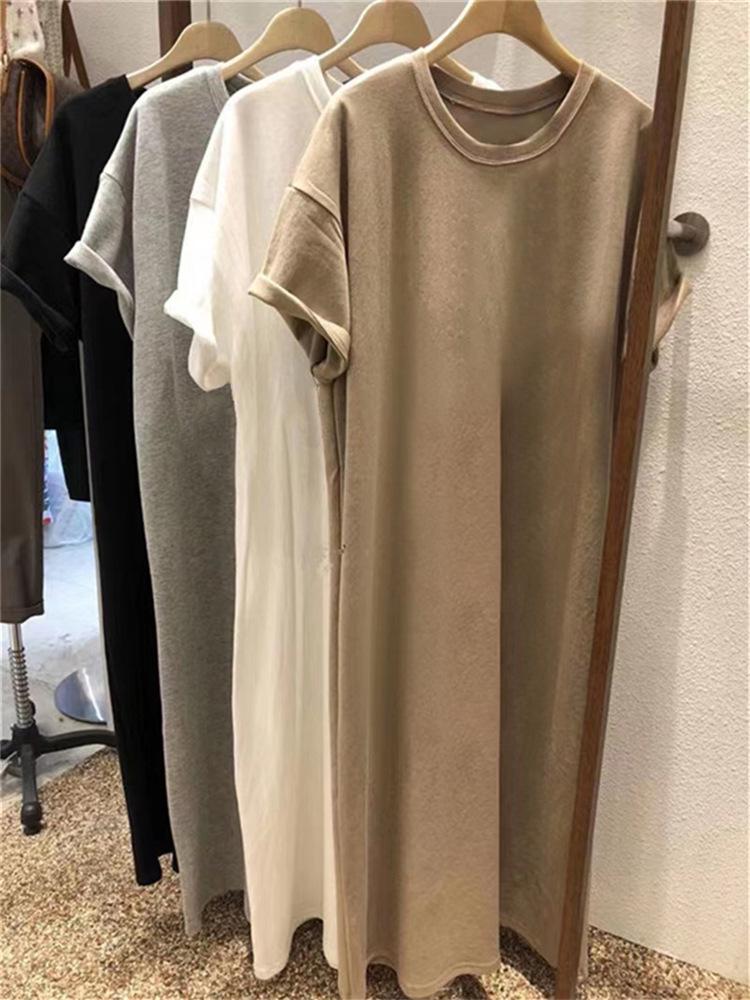 Robe d'été pour femme, style coréen, ample, mi-longue, au-dessus du genou, décontractée
