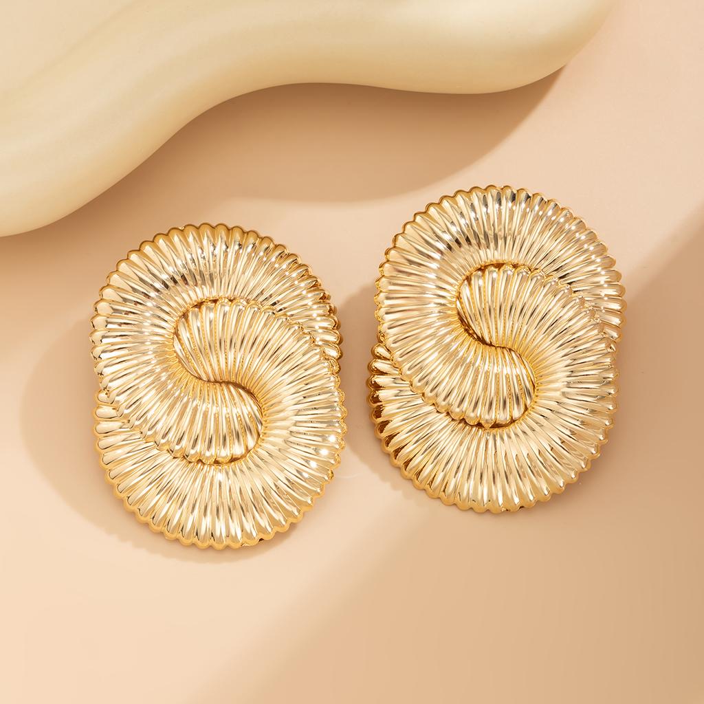 Ingemark Exageración Pendientes de Botón Geométricos Espirales Grandes para Mujer 2026 Nuevos Irregulares Metal Perforación Accesorios para Orejas Joyería Regalo