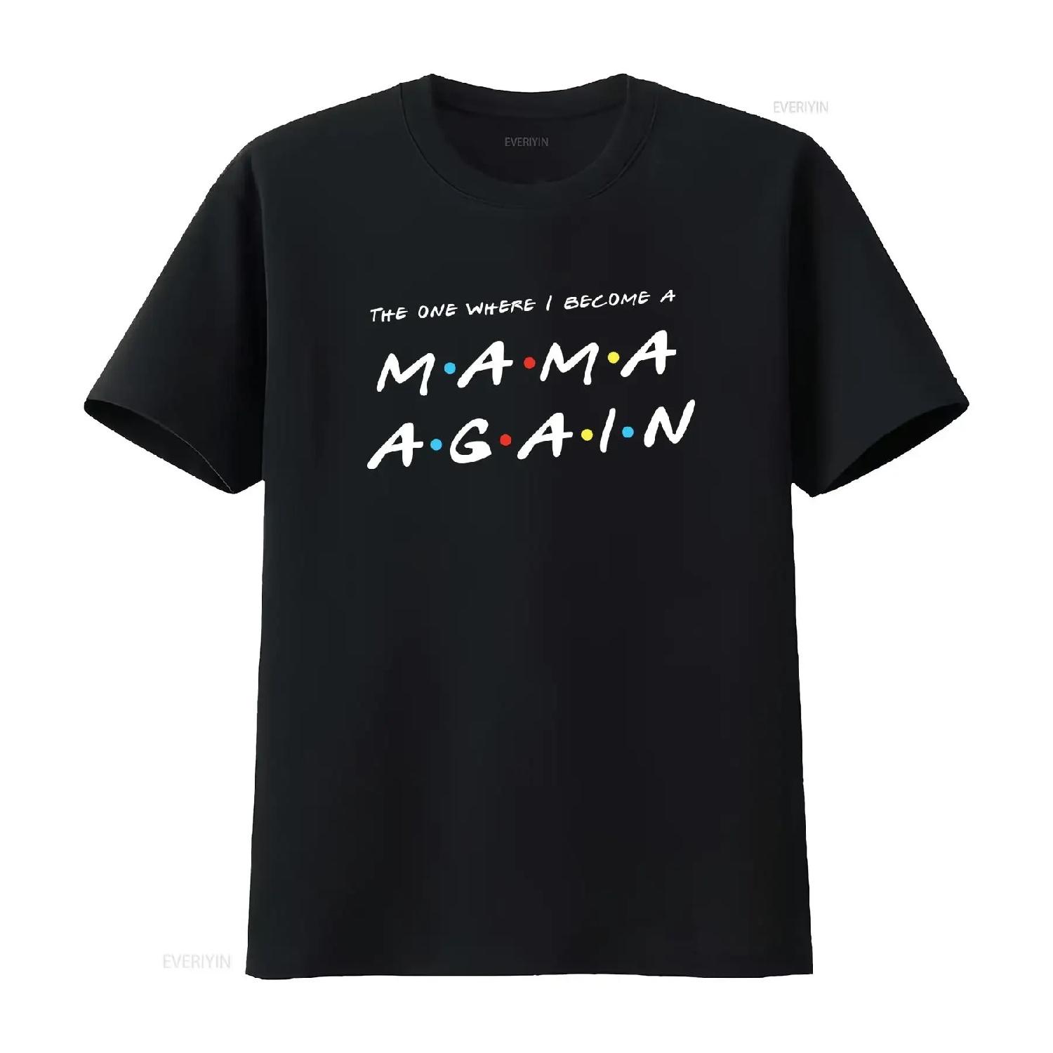 

Футболка Mama Again Друзья Анонс беременности ТВ-шоу Раскрытие пола винтажная стираная с принтом удобная S чёрный