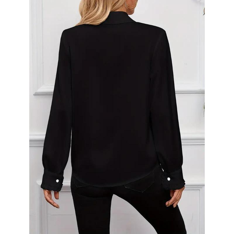 Women's Ruffle Layered Long Sleeve Blouse Fashion Statement Shirt
