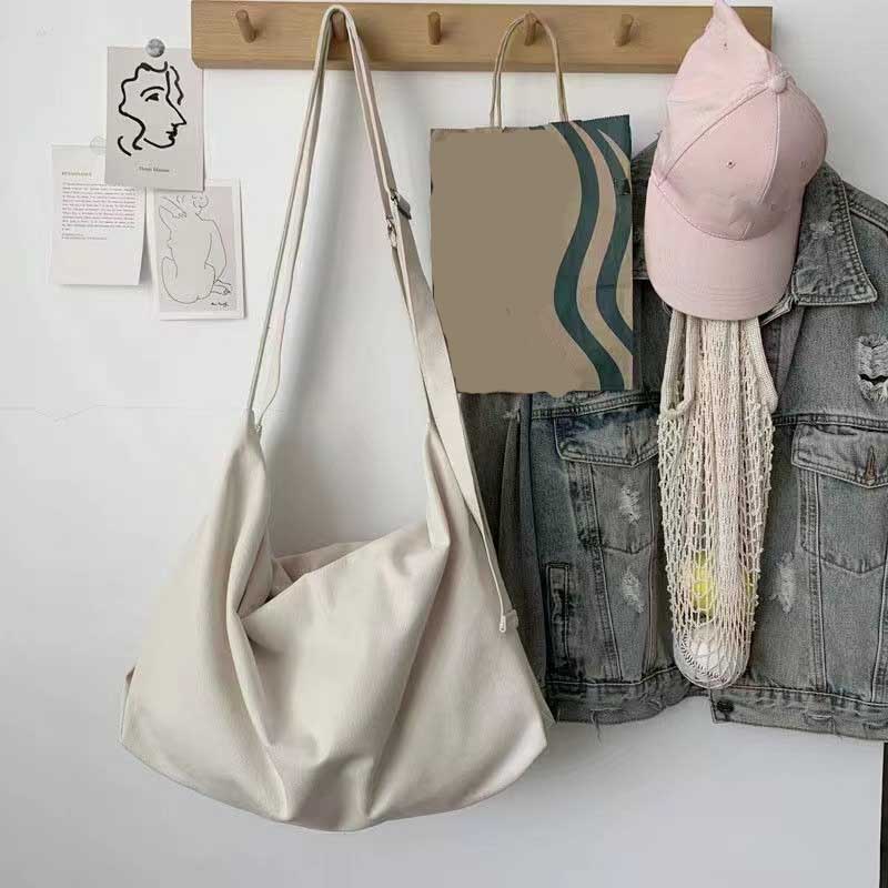 

Solid Color Canvas Shoulder Bag Large Capacity Crossbody Bag Casual Shopping Bag with Adjustable Strap Handbag Daily Travel Bags