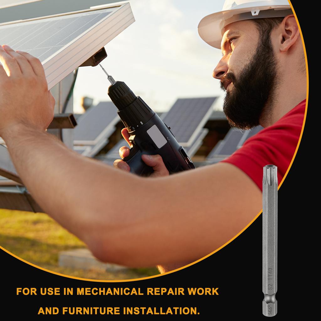 TT8-TT40 Security Torx Head Screwdriver Bit 3.15" Long 1/4" Hex Shank Magnetic Tamper Proof 6 Point Star Screw Driver Drill Bit