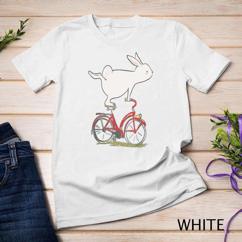 Cute Bunny Rabbit On Bike, Cycling, Bicycle T-Shirt & Gift Unisex T-shirt 8 S