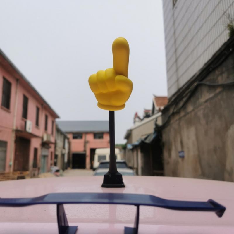 Cute Victory Finger Car Antenna Topper Eva Decorative Car Topper Balls Yellow