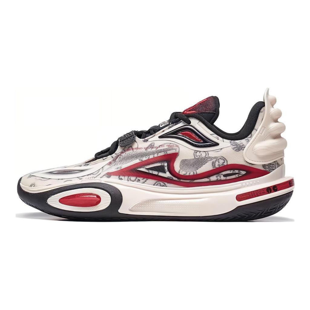 Li Ning All City 11 V2 Kids & Youth Comfortable Cushioning, Wear Resistant Low Top Basketball Shoes Unisex Red White ABPT051-1