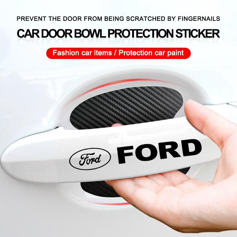 Car Door Sticker Carbon Fiber Scratches Auto Handle Protection Film For Ford F150 F250 Edge Escape Transit Fusion