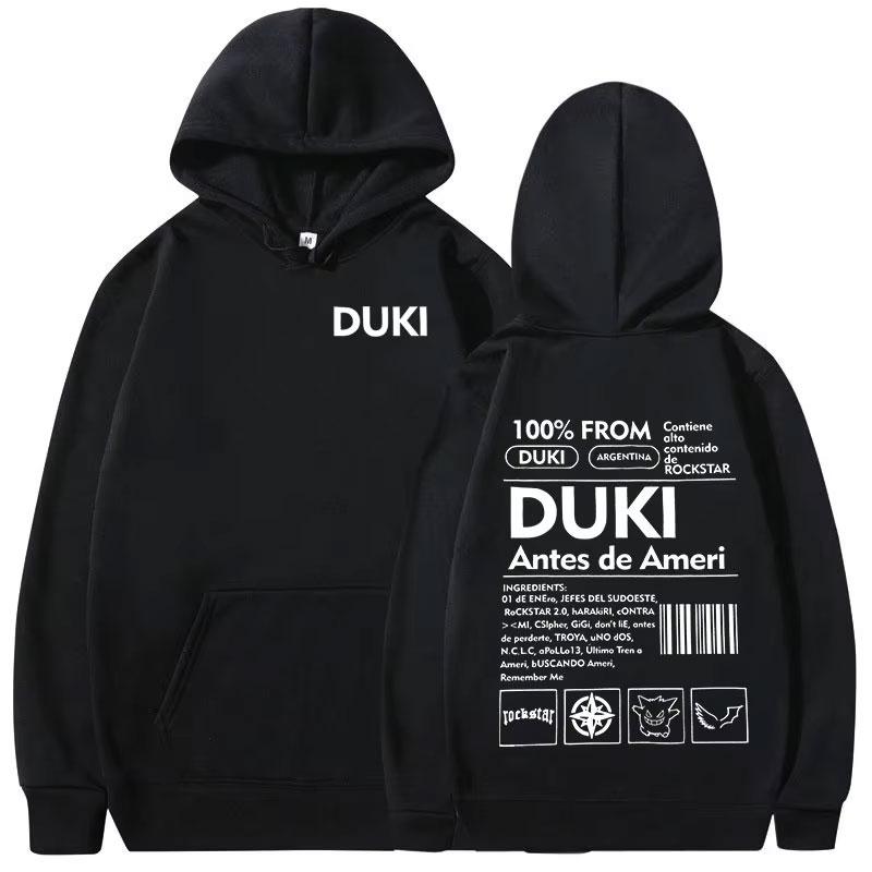 Rapper Duki Ameri 2024 Tour Grafik-Hoodies für Herren Damen Lässige Fleece Hochwertige Sweatshirts Harajuku Hip Hop Punk Pullover