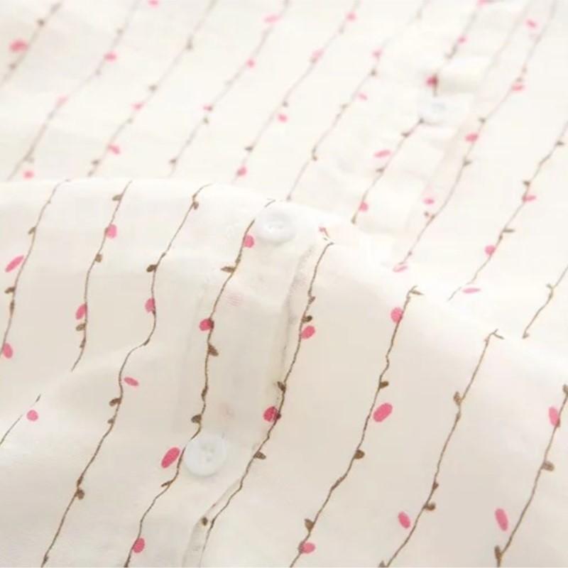Spring Autumn Women White Shirts Cotton Yarn Floral Printing Long Sleeve Lady Tops Loose Blouses Soft Female Clothing