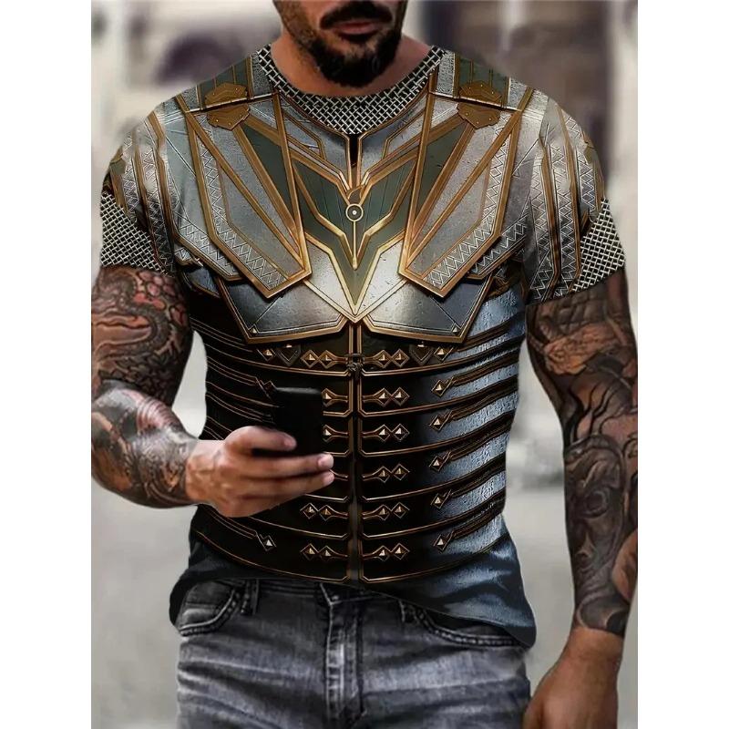 Men's 3D Printed Medieval Armor T-Shirt Casual Round Neck Short Sleeve Vintage Tshirt For Men All Over Print Men's Tee Shirts