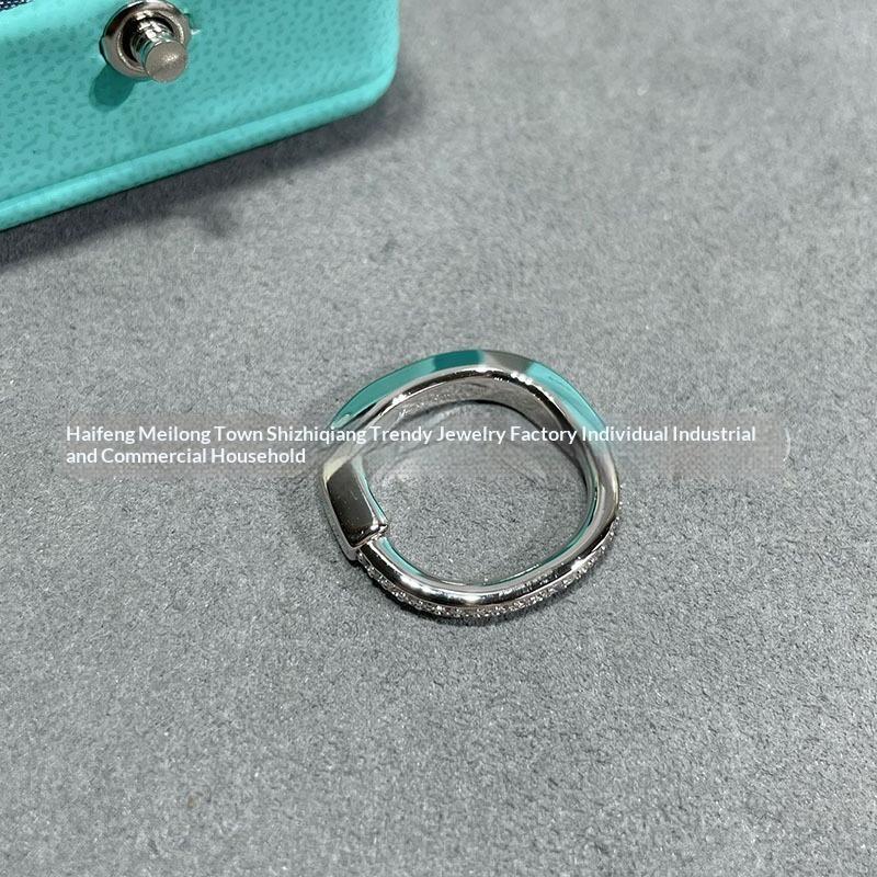 

T Home U-shaped Half-diamond Ring Women s Ring Single-row Diamond Lock High Version Fashion Trend High Sense Niche Light Luxury Ring no. 6