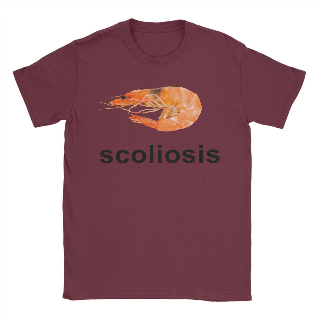 Skolioza Krewetka Krewetki Mem Koszulki Męskie 100% Bawełna Moda dla Mężczyzn Koszulki Okrągły Dekolt T-shirty Krótki Rękaw Ubrania Duży Rozmiar