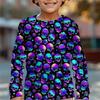 Spring and Autumn Round Neck 3D Halloween Printed Top Fashionable Casual Long Sleeved Children's Boy T-shirts
