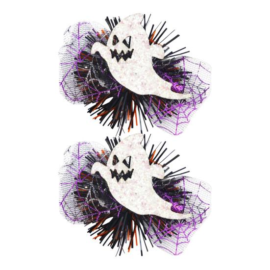 1 Pair Halloween Dog Barrettes Witch Hat Pet Hair Clip Felt Skull Gauze Cobweb Hair Accessories for Puppy Cats Festive Dress-up