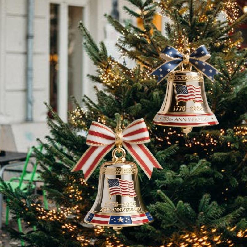 Vintage Christmas Tree Bell Ornament 250th Anniversary Bell Hanging Decoration For Holiday Tree Mantels Home Decorations
