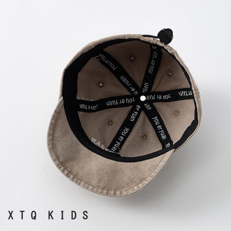 Infant Duckbill Denim Baseball Cap with Soft Brim - Adorable Bear Design Sun Hat for Babies