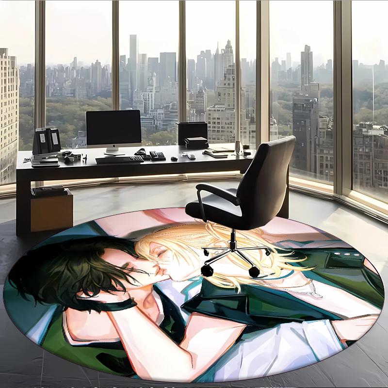 Hyunlix (1) Round Office Rug Decorative Floor Rug for Office Bedroom Living Room and Home Space