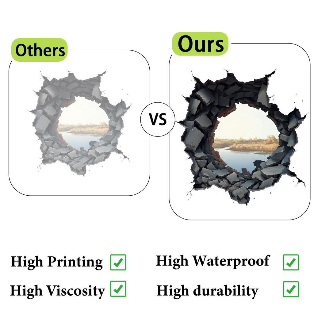 Naklejka ścienna z iluzją 3D, Naklejka z krajobrazem do dekoracji ścian sypialni i salonu, Wystrój domu