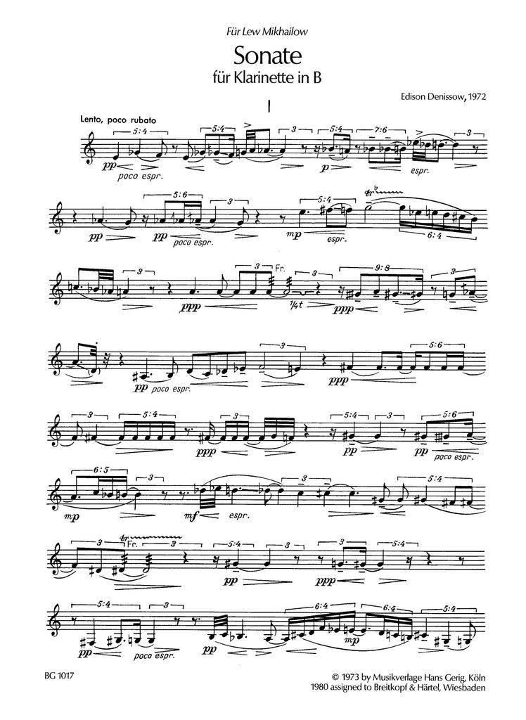 Denisov: Sonata (Clarinet Solo) Breitkopf Publishing