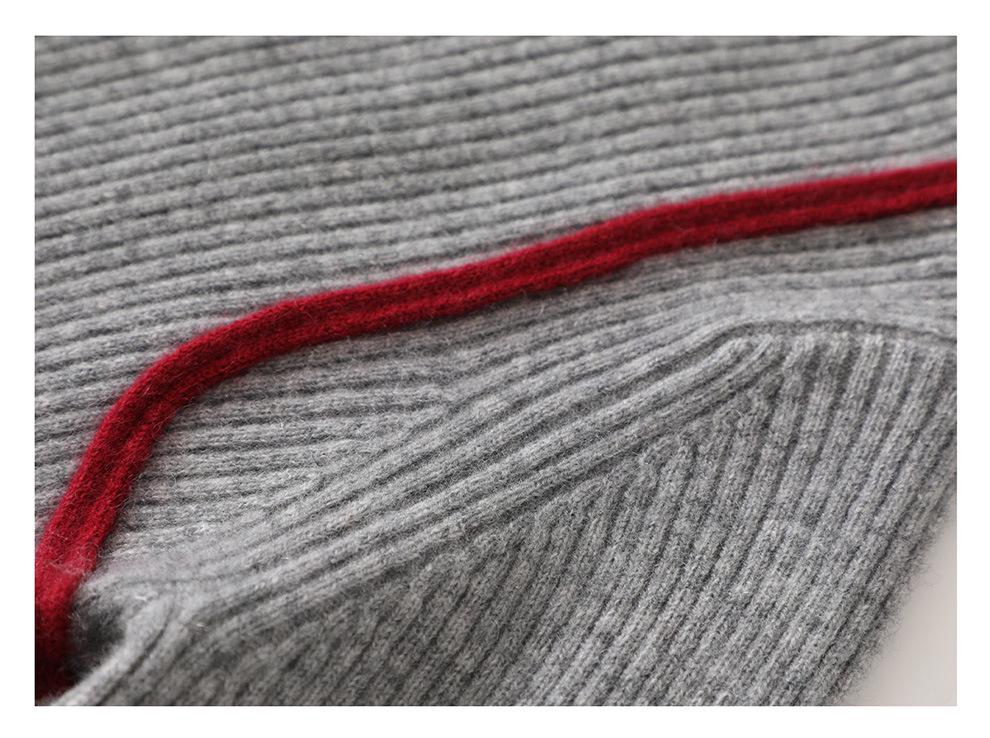 Women's Loose Color Block Cashmere Sweater - Autumn Winter 2026