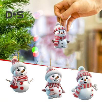 5 Pcs Christmas Snowman Pendant Acrylic Cartoon Snowman Hanging Ornaments Holiday Christmas Tree Hanging Snowmen for Home Decor