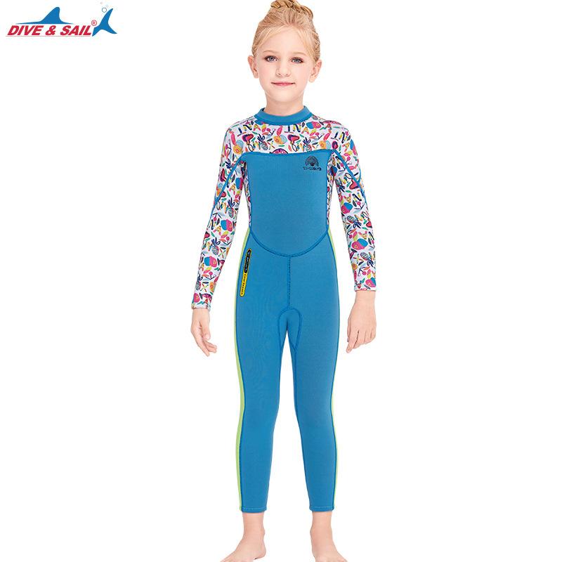 New 2.5MM Children's Warm Diving Suit One-piece Thick Swimsuit With Long Sleeves Floating And Surfing Swimsuit For Small And Medium-sized Children