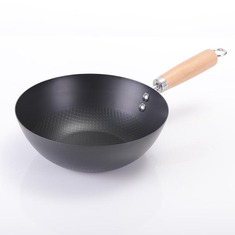ZISIZ Hand-Forged Hammered Wrought Iron 24cm Flat-Bottom Pot