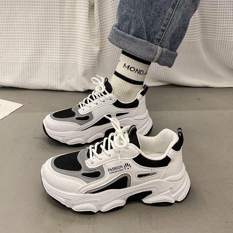 Thick-soled Dad Shoes, Spring 2025 Fashion Versatile Thick-soled Breathable Mesh Casual Sports Shoes Women
