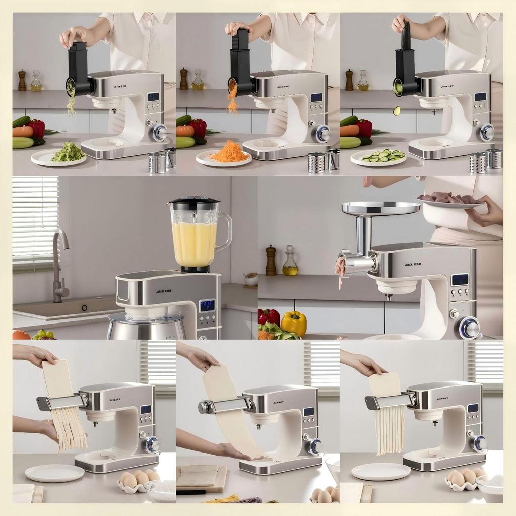 Oakes Multifunctional Chef Machine: Automatic Dough Mixer, Whipping, Kneading, Slicing, Juicing, and Extruding.