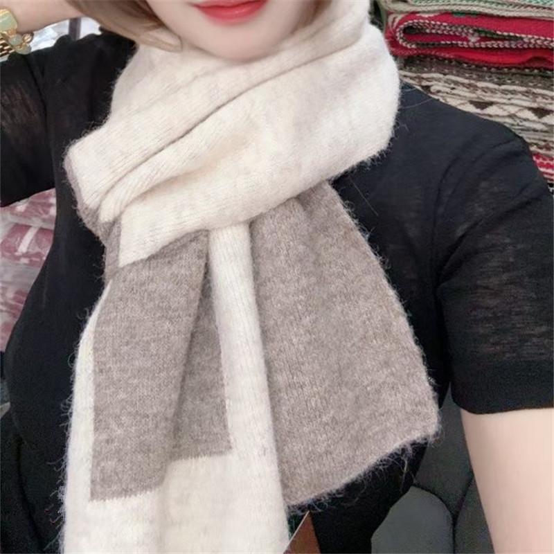 Korean Style New Scarf for Women Wool Blended Soft Winter Warm Casual Knitted Thickened Scarf for Men Versatile