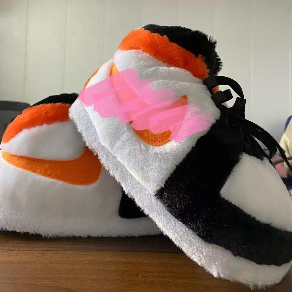 Unisex Plüschfell Winter Hausschuhe mit lustigem Kokosnuss-Design