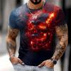 3D Skull Print Flame Skull Graphic Men's T Shirt Fashion Crew Neck Short Sleeve