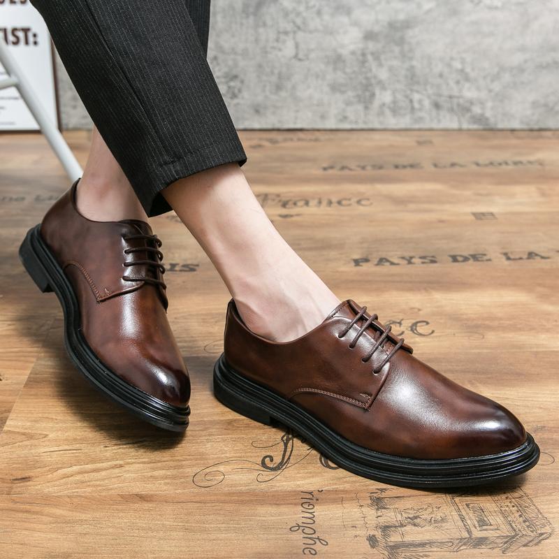 Men Oxfords Dress Brogues Derbys Formal Business Brown Leather Shoes Tuxedo Wedding Shoes Over Sized