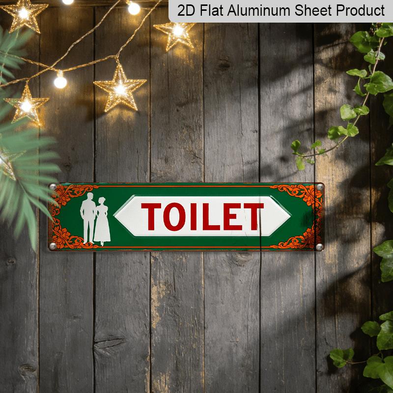 2D FLAT, 1pc Retro Metal Sign, Bathroom Use, Wall-mounted Aluminum Decorative Sign, 3.9x15.7 Inches, Classic Design with Male and Female Silhouettes
