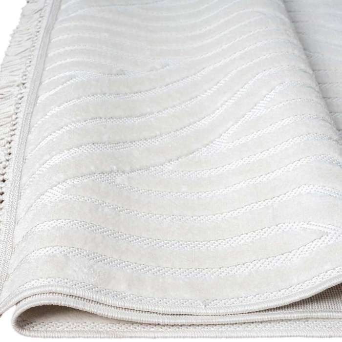 Modern White Geometric Relief Rug 120x180