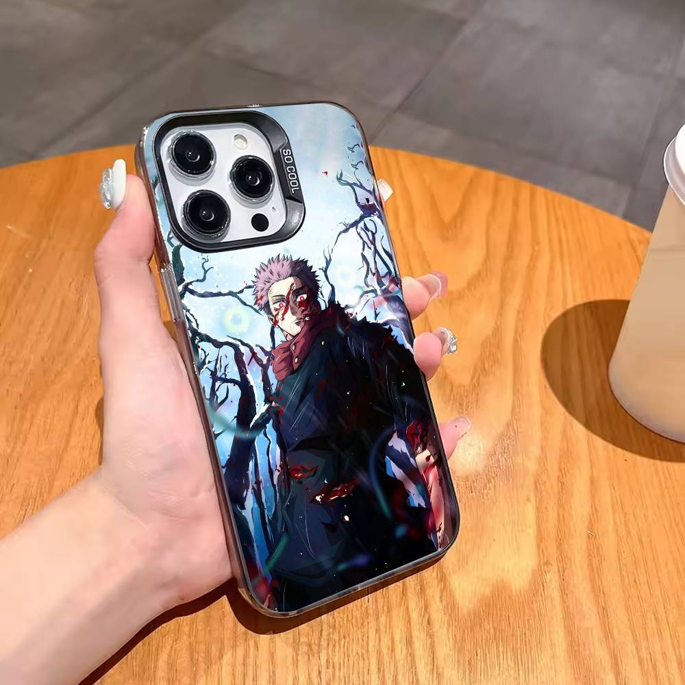 J-Jujutsu Y-Yuji I-Itadori-JKYI Phone Case For iPhone 17,16,15,14,13,12,11 Plus,Pro Max,XS,Colored Silver Plated Inside Cover