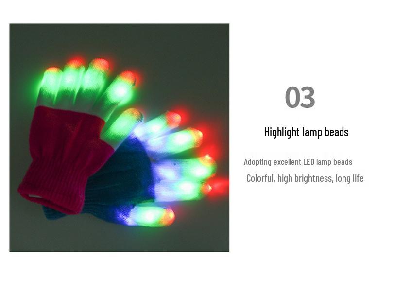 LED Multicolor Light-Up Fingerless Gloves for Halloween & Christmas - Flashing White Knit for Adults & Kids